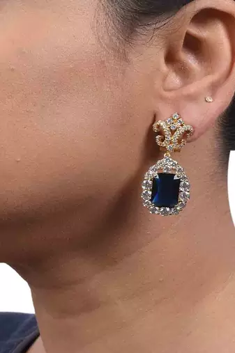 Victorian Top With Blue Sapphire Drop In 18K Gold Polish