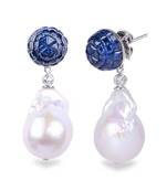 Blue Sapphire Invisble Setting Top With Baroque Pearl Drop