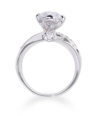 Round Solitaire With Half Diamond Band 1