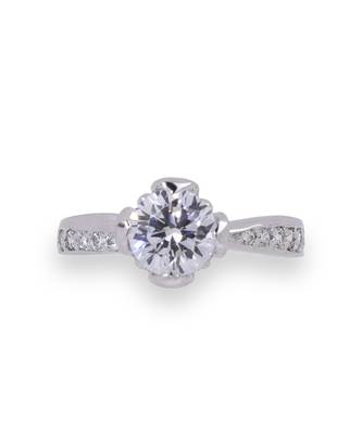 Round Solitaire With Half Diamond Band 2