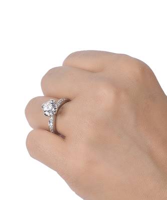 Round Solitaire With Half Diamond Band 3