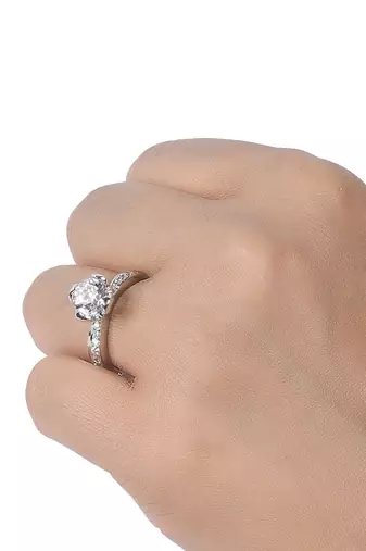 Round Solitaire With Half Diamond Band