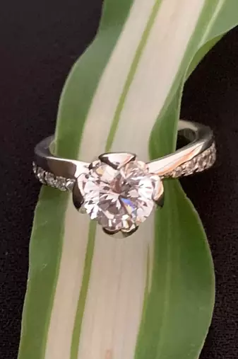 Round Solitaire With Half Diamond Band