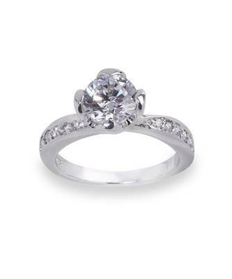 Round Solitaire With Half Diamond Band 5