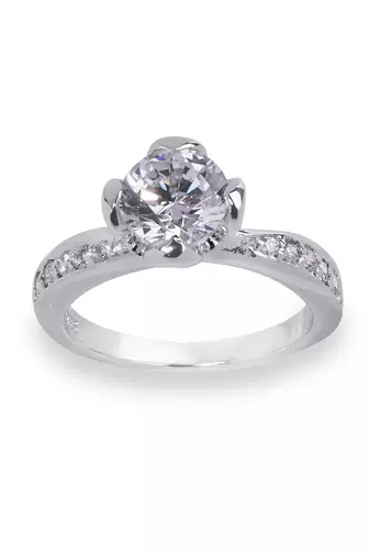 Round Solitaire With Half Diamond Band