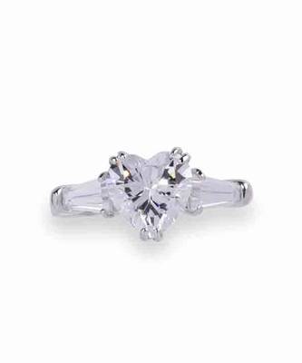 Heart Shaped Solitaire With Baguettes On Either Side 2