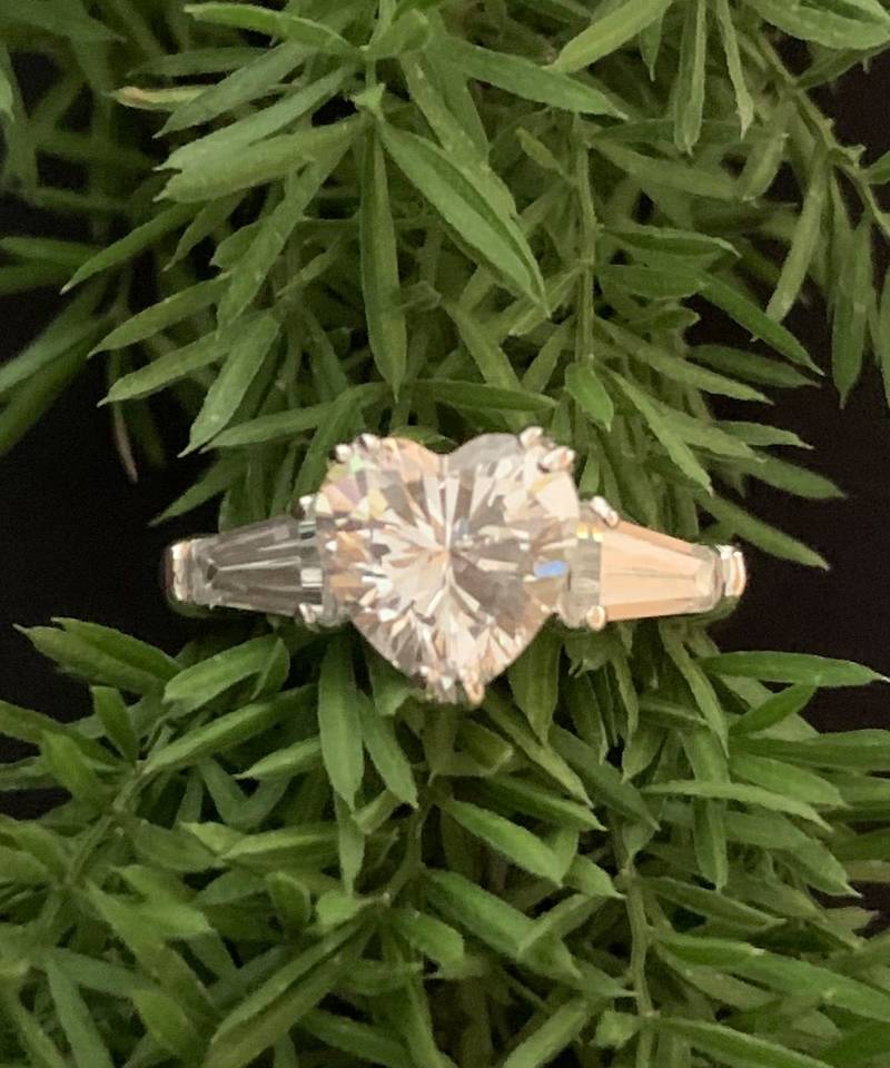 Heart Shaped Solitaire With Baguettes On Either Side