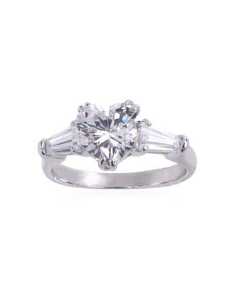 Heart Shaped Solitaire With Baguettes On Either Side 5