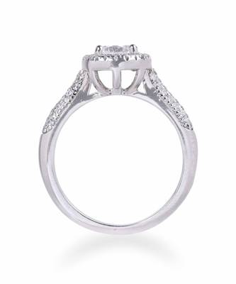 Round Solitaire With Halo And Diamond Band 1