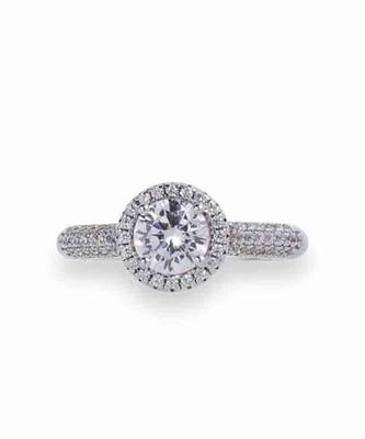 Round Solitaire With Halo And Diamond Band 2