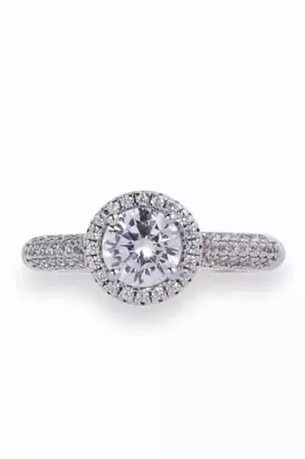 Round Solitaire With Halo And Diamond Band