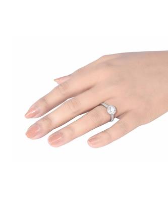 Round Solitaire With Halo And Diamond Band 3
