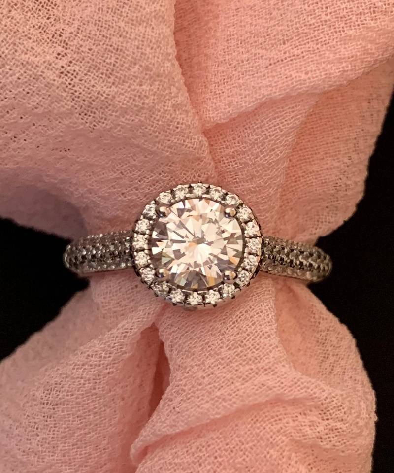 Round Solitaire With Halo And Diamond Band
