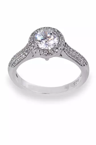 Round Solitaire With Halo And Diamond Band