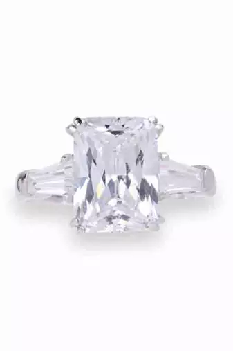 Emerald Cut Solitaire With Baguettes On Either Side