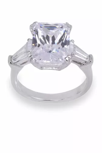 Emerald Cut Solitaire With Baguettes On Either Side