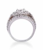 Round Center Diamond With 3 Row Diamond Band