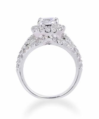 Cushion Center Diamond With Wavy Diamond Band 1