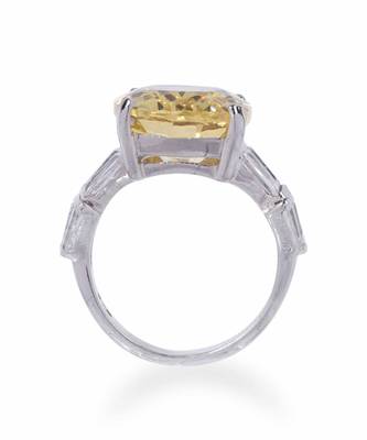 Radiant Cut Yellow Sapphire With Baguettes On Either Side 1