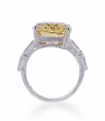 Radiant Cut Yellow Sapphire With Baguettes On Either Side