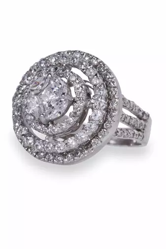 Round Infused Solitaire With 3 Layer Halo