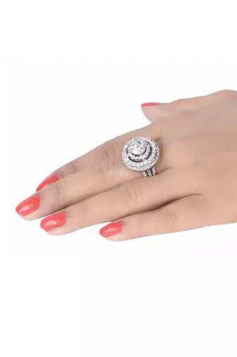 Round Infused Solitaire With 3 Layer Halo