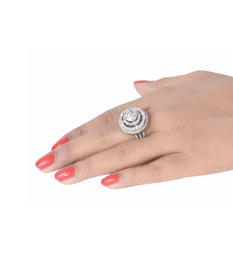 Round Infused Solitaire With 3 Layer Halo