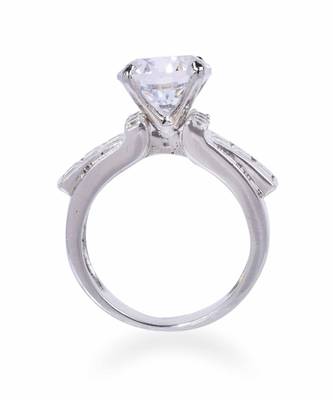 Round Classic Solitaire With Elevated Diamond Band 1