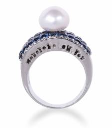 Blue Invisible Setting With Cultured Pearl