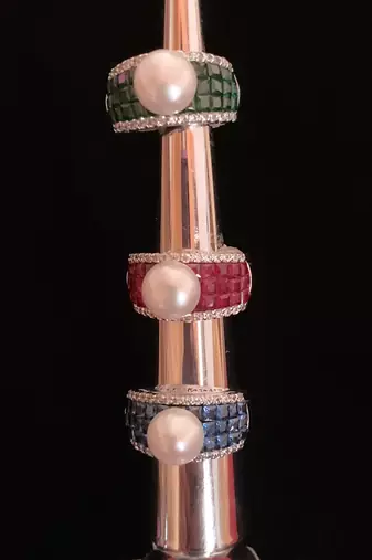 Blue Invisible Setting With Cultured Pearl