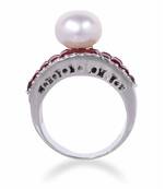Red Invisible Setting With Cultured Pearl