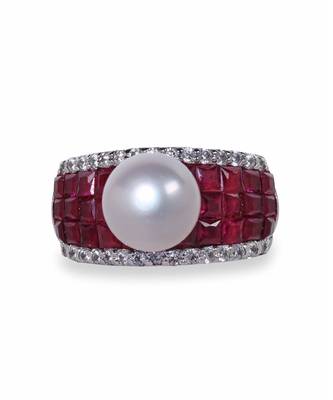 Red Invisible Setting With Cultured Pearl 2