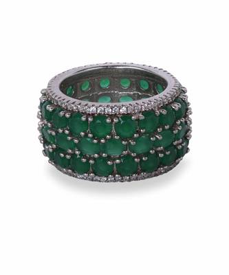 3 Row Emerald Eternity Band 2