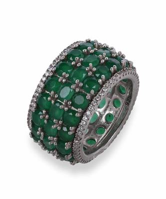 3 Row Emerald Eternity Band 5