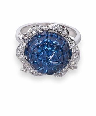 Blue Invisible Setting  Flower Shaped 2