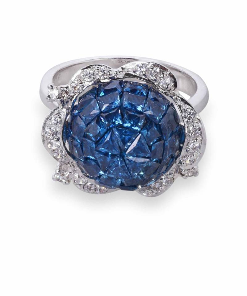 Blue Invisible Setting  Flower Shaped