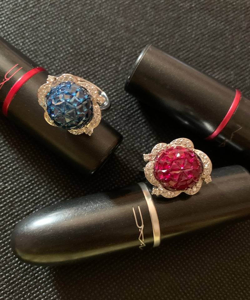 Blue Invisible Setting  Flower Shaped