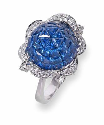 Blue Invisible Setting  Flower Shaped 5