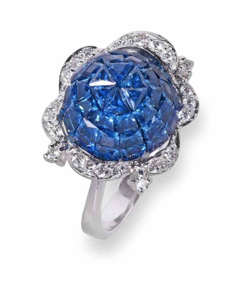 Blue Invisible Setting  Flower Shaped