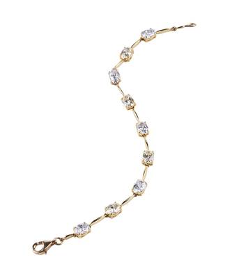Oval Solitaire With Gap / Tennis Bracelet - 18K Gold Polish 1