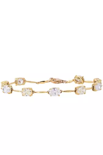 Oval Solitaire With Gap / Tennis Bracelet - 18K Gold Polish
