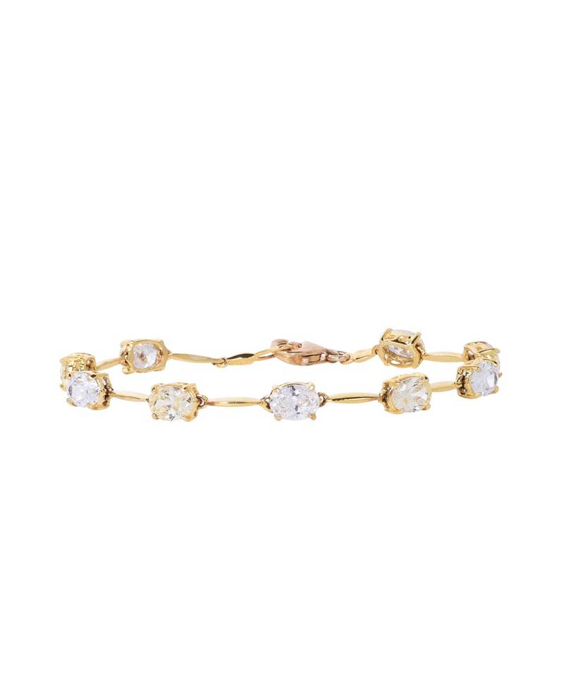 Oval Solitaire With Gap / Tennis Bracelet - 18K Gold Polish