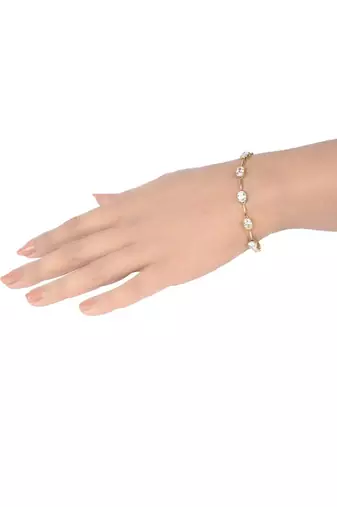 Oval Solitaire With Gap / Tennis Bracelet - 18K Gold Polish