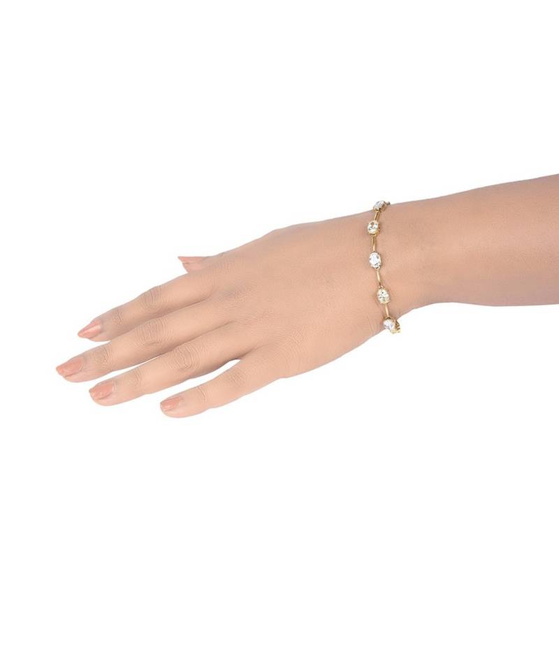 Oval Solitaire With Gap / Tennis Bracelet - 18K Gold Polish