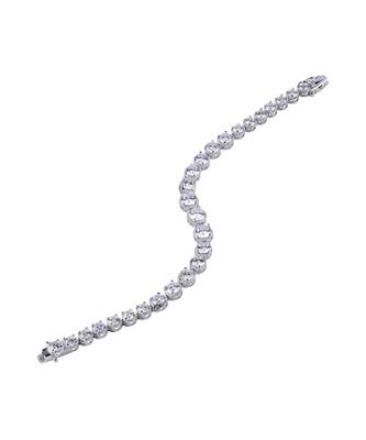 Graded Solitaire Tennis Bracelet With Ribbed Halo 1