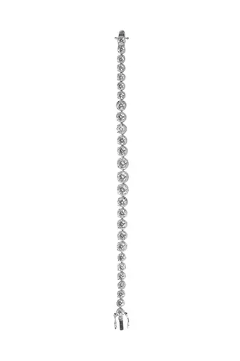 Graded Solitaire Tennis Bracelet With Ribbed Halo