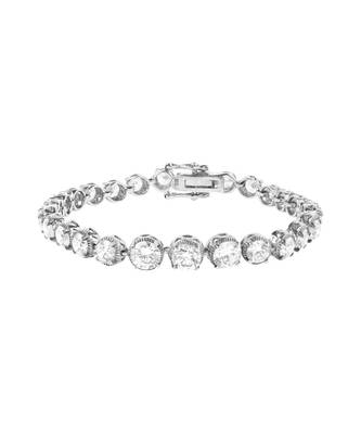 Graded Solitaire Tennis Bracelet With Ribbed Halo 3
