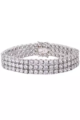 3 Row Round Solitaire Tennis Bracelet