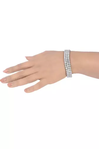 3 Row Round Solitaire Tennis Bracelet