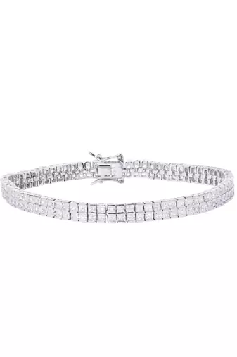 2 Row Princess Cut Solitaire Tennis Bracelet